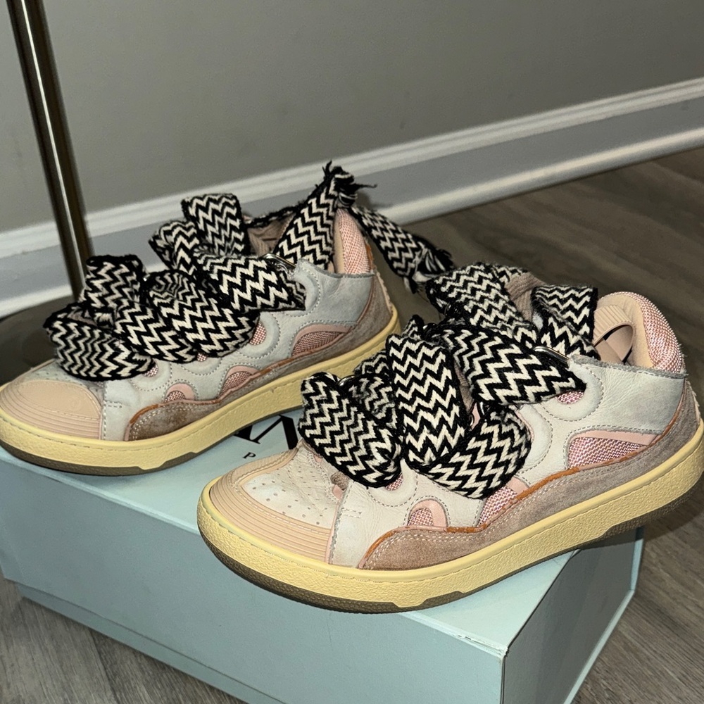 Lanvin Pink White Black Low-Top Sneakers